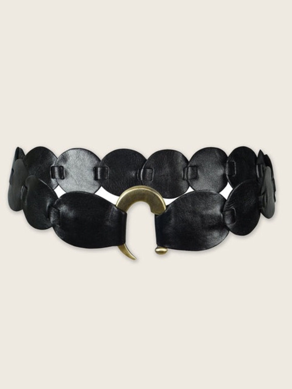 Ranaco Atelier Assola Circular Round Black Belt with Gold Buckle